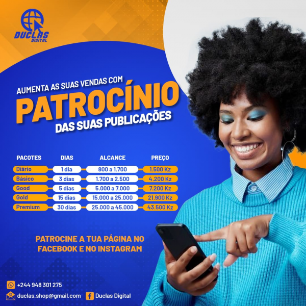 Patrocínio de páginas COMO VENDER TODOS OS DIAS.   Vender na Internet tornou - se mais fácil através dos serviços de links patrocinados, mostre o teu negócio para milhares de pessoa da sua cidade ou país, através do Facebook e Instagram.