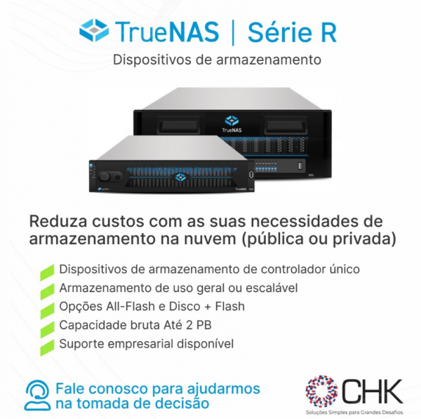 dispositivos de armazenamento TrueNAS® R-Series combina os poderosos recursos do OpenZFS