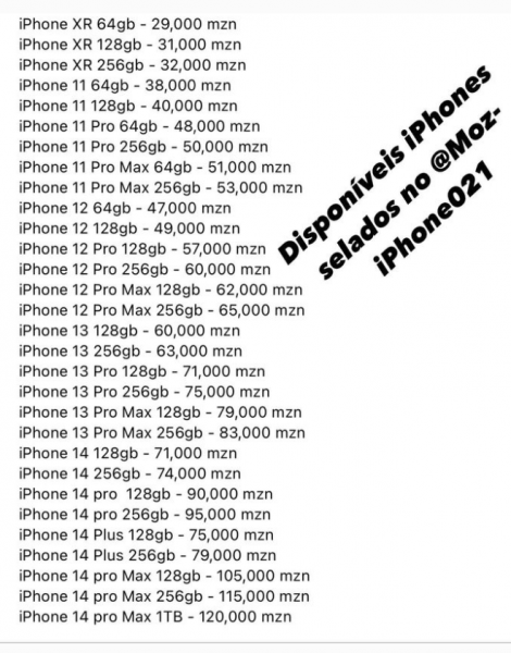 PREÇOS DOS TELEFONES