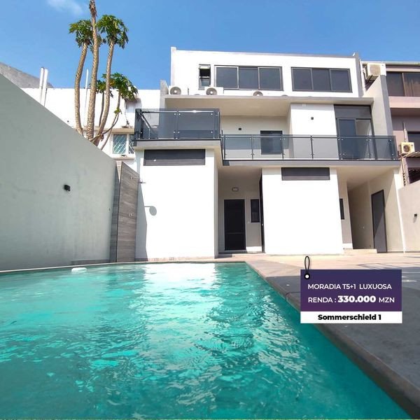 ARRENDA-SE MORADIA T5+1, COM PISCINA, NO BAIRRO DA SOMMERSCHIELD 1 📌A Moradia dispõe das seguintes características: 🔰R/C 📍1 Sala ampla climatizada; 📍1 Cozinha equipada; 📍1 WC de Apoio.