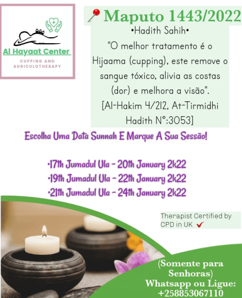 SAÚDE _ Cupping Sunnah Dates 🗓 Sunnah Dates January 2k22