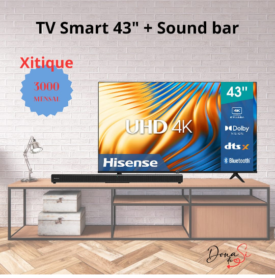 Xitique TV 43" + sound bar 3000mts por mês