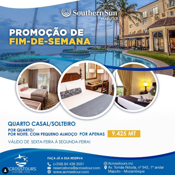 Preparamos para si um pacote promocional de hospedagem no Hotel Southern Sun, válido para finais de semana.