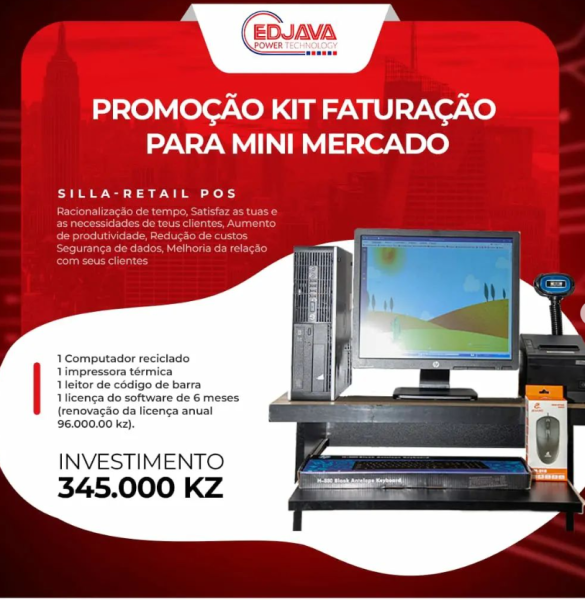 Kit faturação para lojas , Mini Mercado Farmácia Restaurante 1- POS 2 Tela Digital Edjava  1 - impressora térmica 1- gaveta para dinheiro