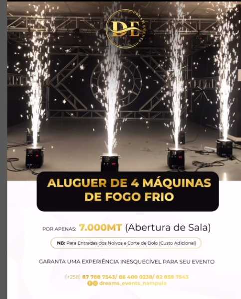 Máquinas de fogo frio disponível para aluguer a preço promocional