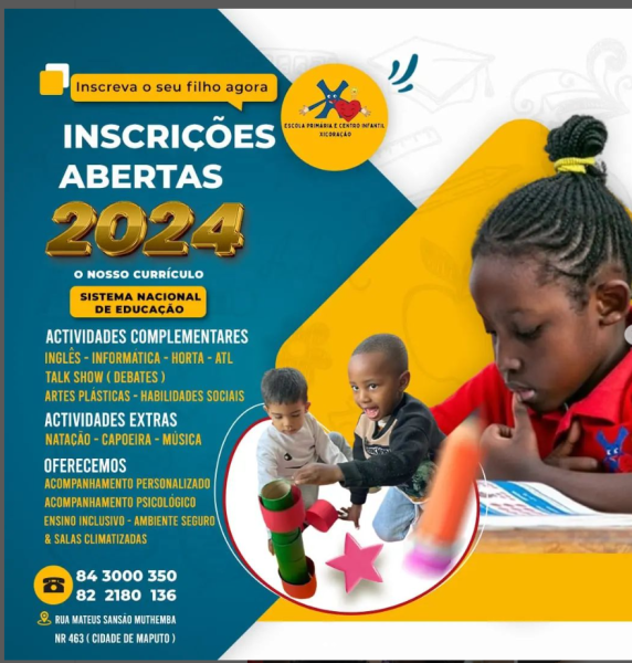 Inscrições abertas para o ano lectivo de 2024,