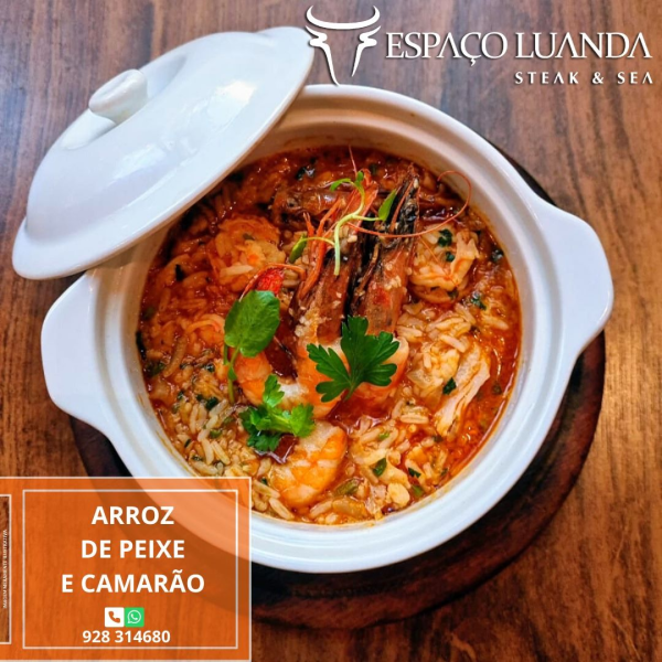 Arroz de peixe e camarão 16 000,00 AOA Arroz, peixe e camarão
