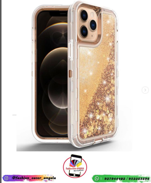 Capas super protetora com partículas brilhantes dinâmicas para iPhone:  ▫️13 Pro ▫️13 Pro Max ▫️14 pro ▫️14 pro Max