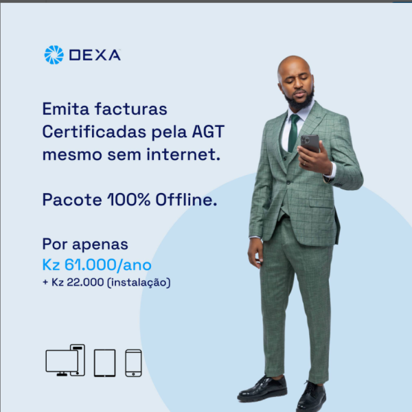 Emita facturas Certificadas pela AGT Offline  Instale o Dexa Contas no seu computador local e emita facturas certificadas hoje!