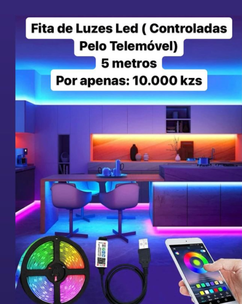 PROMOÇÃO !! Fitas Leds bluetooth. - Funcionam com o som; - Conecte à música e veja as luzes a seguirem o ritmo; - Altere as cores com o telefone;
