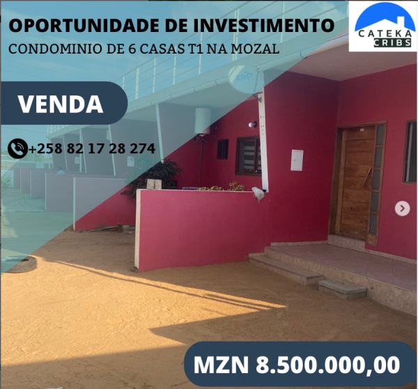 Vende-se condomínio de 6 casas T1 na Mozal  6 casas T1 Quarto amplo, sala open space, WC Casa de guarda Área de serviço Climatizadas e água quente Casas arrendadas