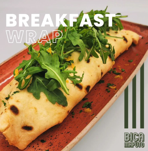 Bacon e ovo breakfast wrap, com molho de tomate caseiro 🌯