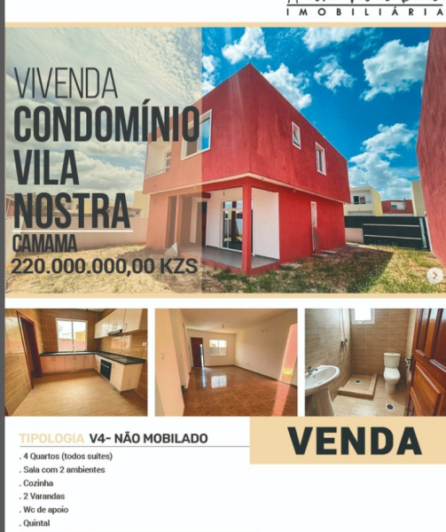 Vivenda V4 à venda disponível para venda no condomínio Vila Nostra - Camama  Detalhes:  - 4 Quartos (todos suítes); - Sala com 2 ambientes;