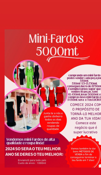 Mini-Fardos Cada Mini-fardo tem 25 Peças Cada Mini-fardo custa 5.000mt