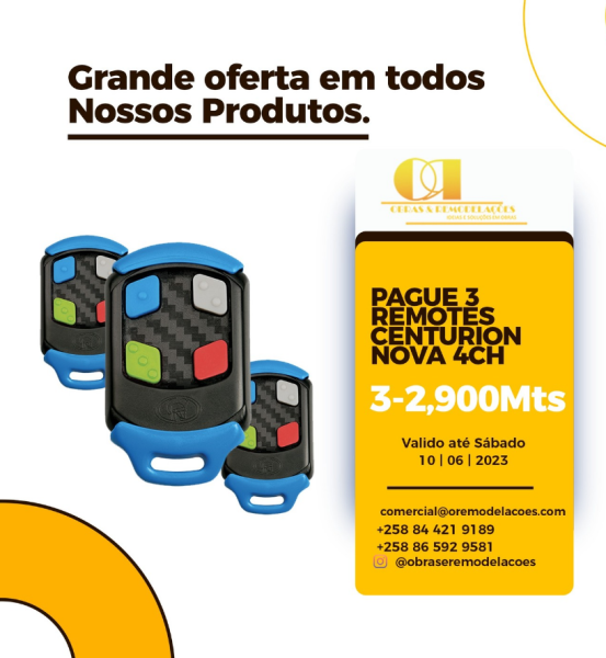 3 Remotes controles Centurion para portão a motor.  3-3,980Mts