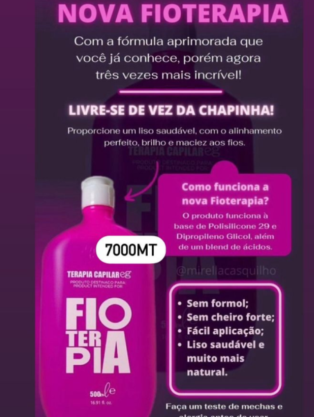 Fitoterapia-Progressiva Dependendo da quantidade do cabelo rende 5 ate 8 aplicações . 7000MT