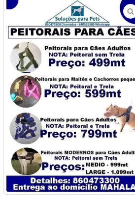 PEITORAIS PARA CÃES