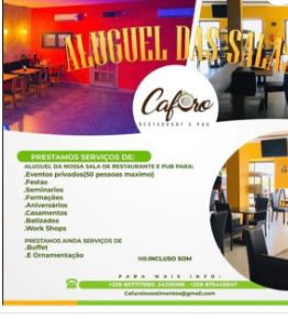 Aluguer de Salas e Alimentação