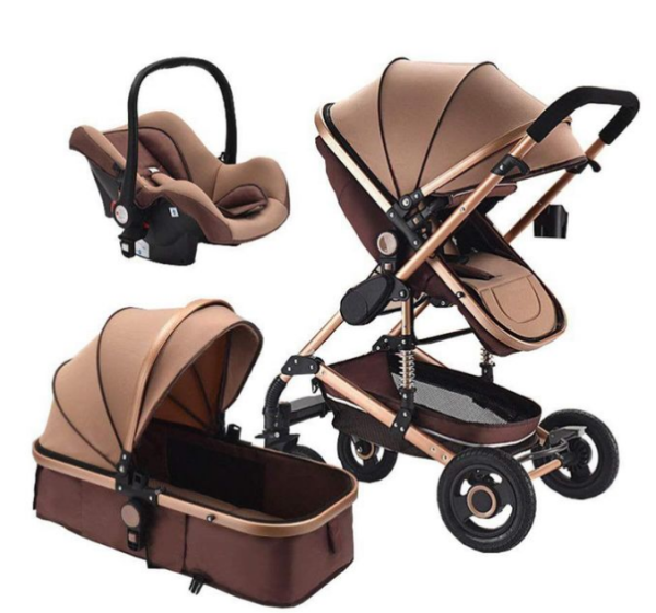 Belecoo Q3 Baby Stroller 3 In 1 Newborn Baby Carriage-Brown