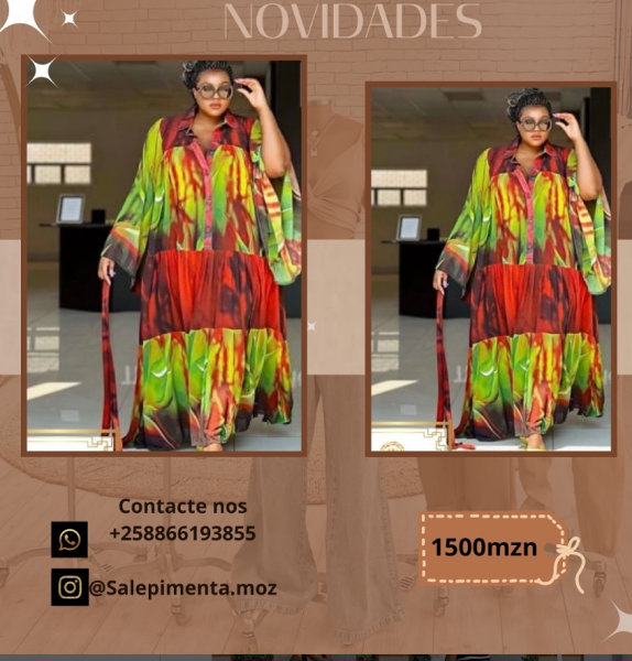 Vestido  ✅ Tamanho: 34- 46 ✅ Cor:única da imagem ✅ Preço: 1500mzn