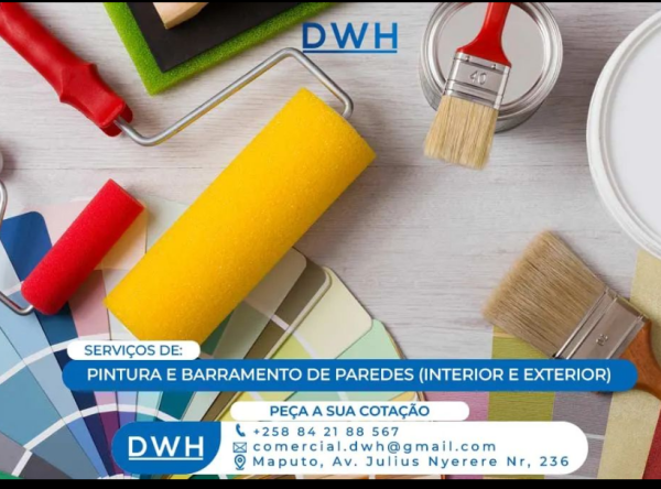 Nossos serviços: Pinturas e barramento de paredes exteriores e interiores.