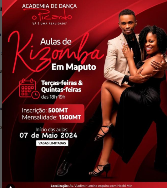 Horário: Terças e Quintas ( 18h-19h) Inscrição: 500Mt Mensalidade: 1500Mt