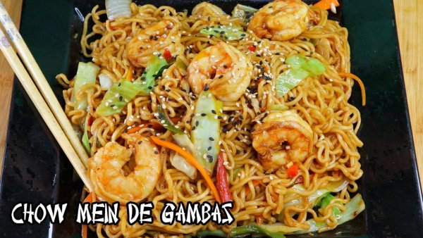 CHOW MEIN de GAMBAS - receita chinesa fácil