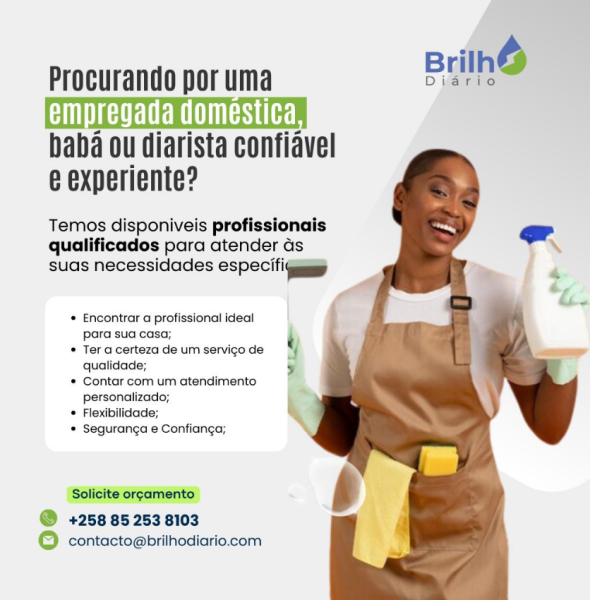 Com a Brilho Diário, você pode:  - Encontrar a profissional ideal para sua casa; - Ter a certeza de um serviço de qualidade; - Contar com um atendimento personalizado; - Flexibilidade;