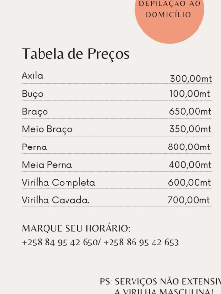 Depilação ao domicilio abaixo preços