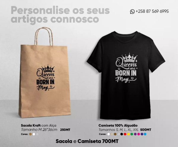 Personalização de Sacolas e camisetas