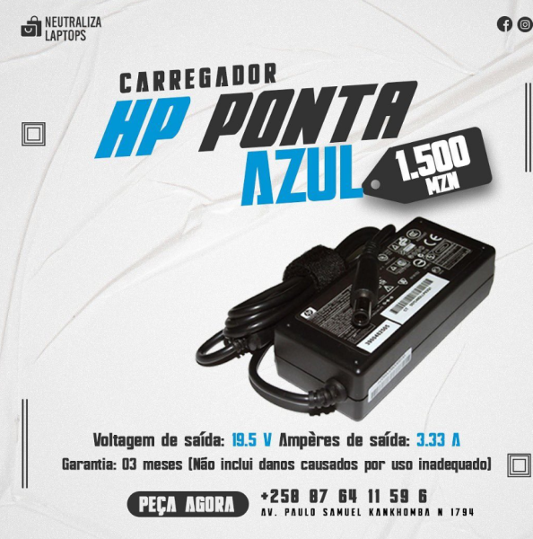 Carregador para Notebook HP 19.5V 3.33a 65w Pino: 4.5mm x 3.0mm (AZUL)