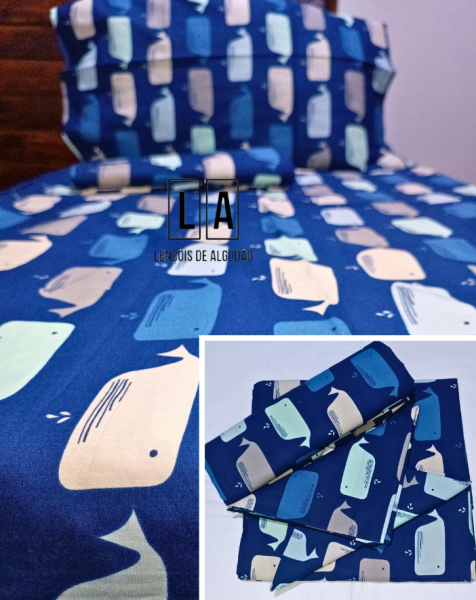 nossos lençóis infantis! Feitos com 100% algodão, incluindo 2 fronhas e 2 lençóis tamanho 3/4.