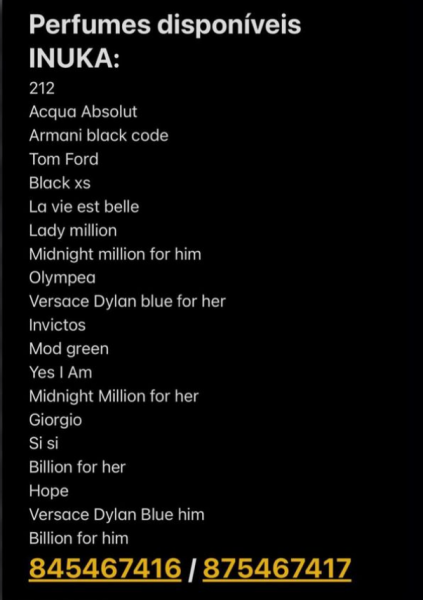 PERFUMES DISPONIVEIS