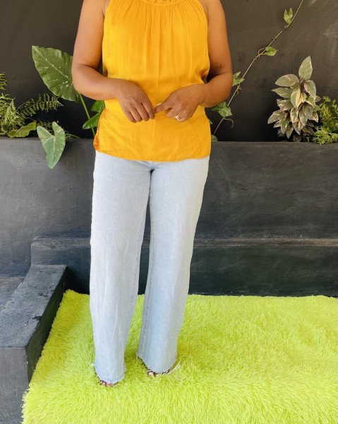 Blusa cetim M Calças Wide leg 40
