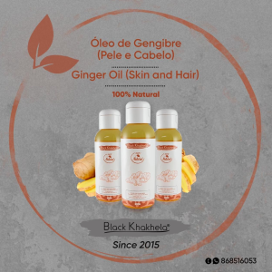 Óleo de gengibre 1 100,00 MZN O nosso querido hidratante para toda família   Para pele e cabelo Gengibre é rico em óleos essenciais, vitaminas e minerais, antioxidantes e aminoácidos.