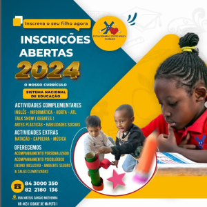 Inscrições abertas para o ano lectivo de 2024,