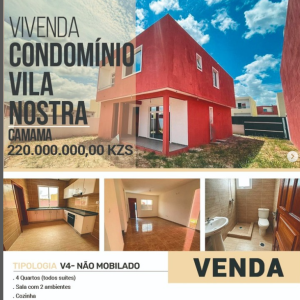 Vivenda V4 à venda disponível para venda no condomínio Vila Nostra - Camama  Detalhes:  - 4 Quartos (todos suítes); - Sala com 2 ambientes;