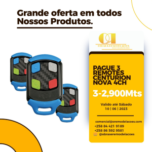 3 Remotes controles Centurion para portão a motor.  3-3,980Mts