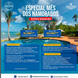 Especial mes dos Namorados no Anantara Bazaruto Resort