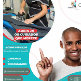 Mais um serviço servido pela Opereka. Lavamos e Engomamos no seu domicílio!