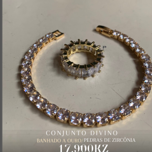 CONJUNTO DIVINO BANHADO A OURO & PEDRAS DE ZIRCÔNIA