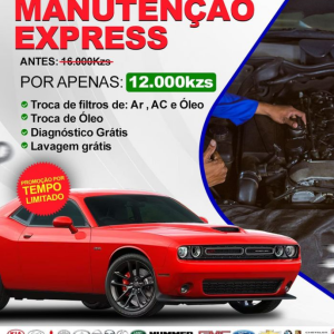 PROMOÇÃO🔊🔊 MANUTENÇÃO EXPRESS Por apenas 12.000kz ✅Diagnóstico Electrónico:💻 Grátis ✅Lavagem 🚙 💦  ✅Troca de óleo de motor