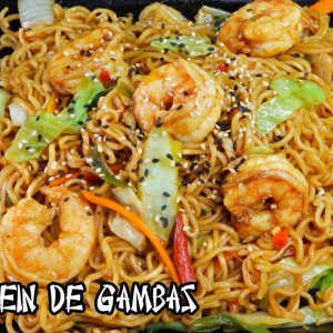 CHOW MEIN de GAMBAS - receita chinesa fácil