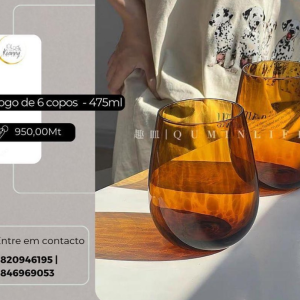 Jogo de 6 copos castanhos (475ml)  •950,00Mt ✨