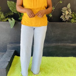Blusa cetim M Calças Wide leg 40